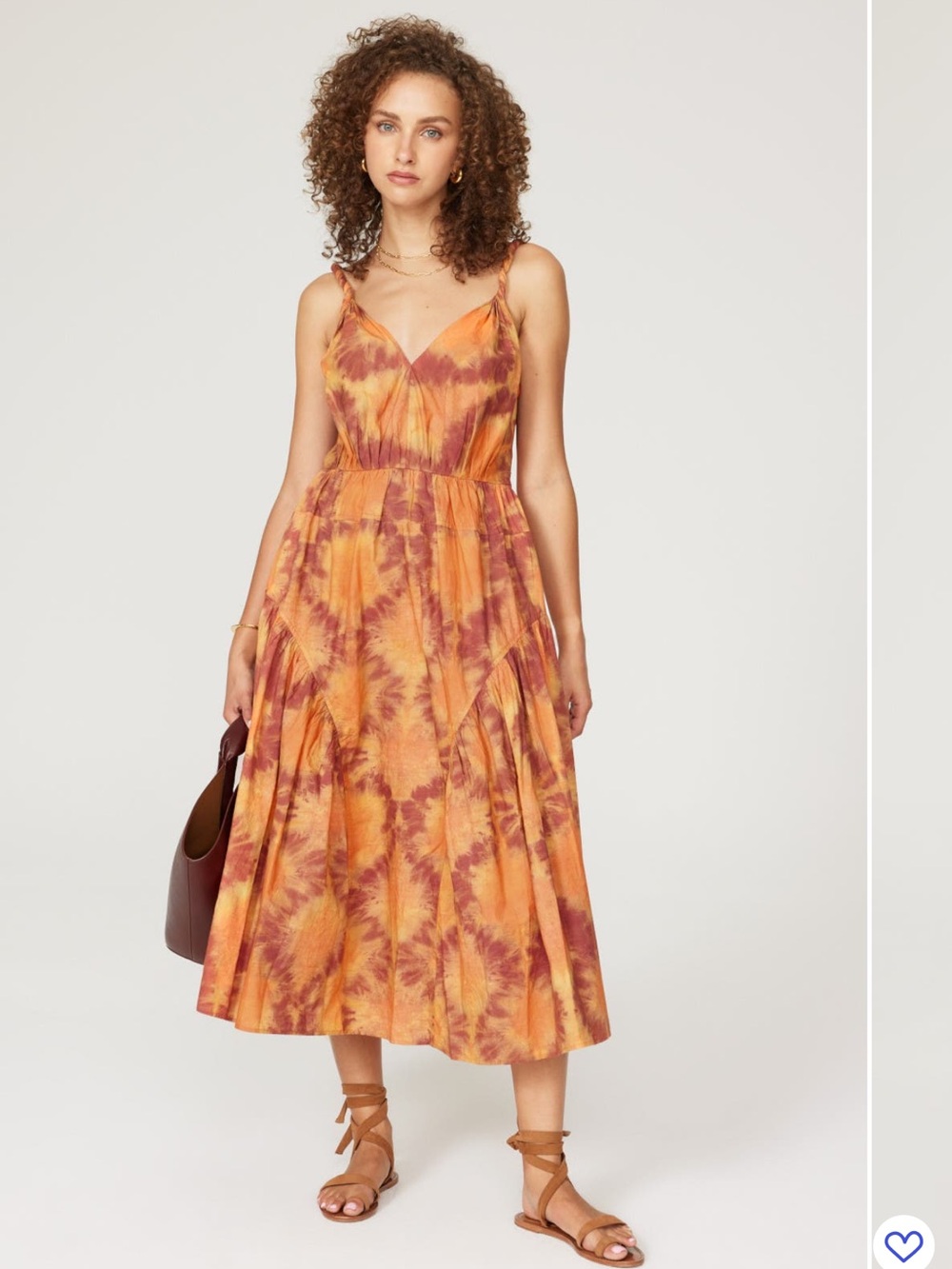 Ulla Johnson Valentina Dress Size 4 Sunset Tie Dye Cotton Midi Dress Boho